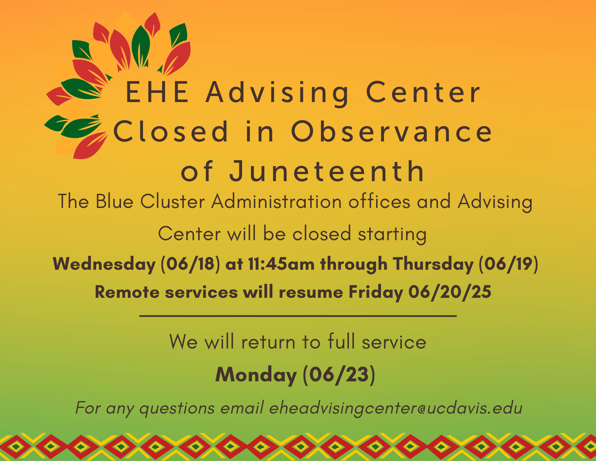 Updated June Closure