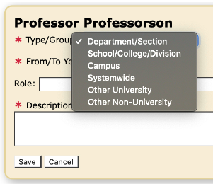 A screenshot of the Service types available in MIV