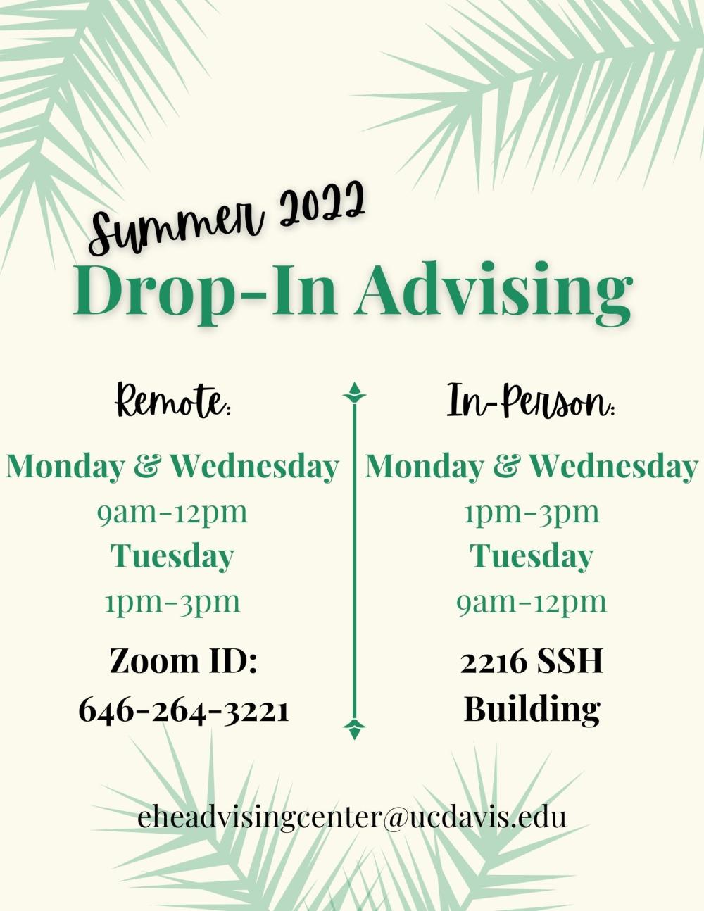 Summer 22 Drop-In Advising
