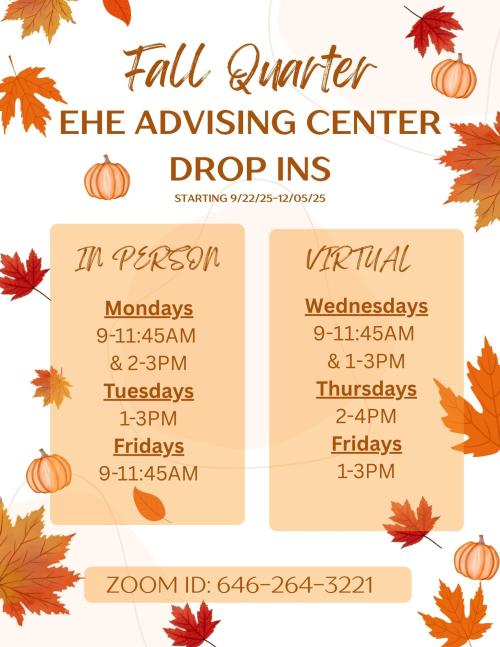 Fall Themed Flyer for Drop in Hours: see text below