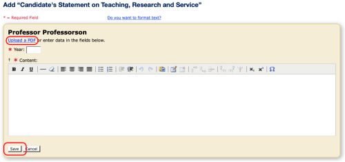 A screenshot of the Enter a Candidate Statement screen in MIV