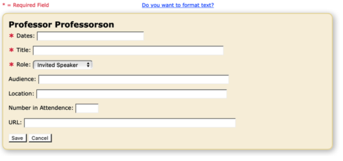 A screenshot of the "Add a Talk" box in MIV.