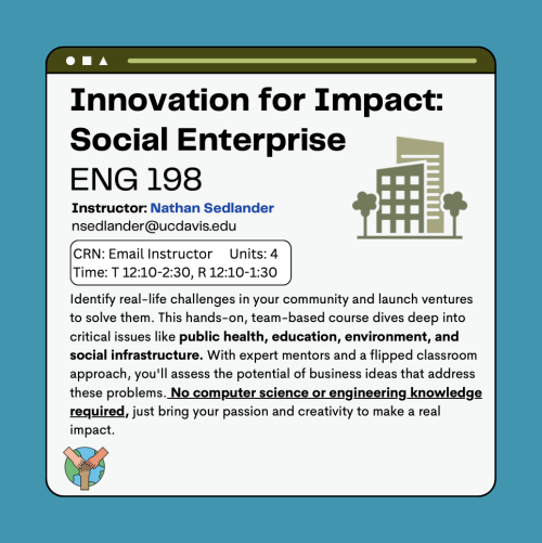 Flyer for Innovation for Impact Social Enterprise Course ENG 198