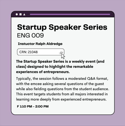 Flyer for Startup Speaker Series