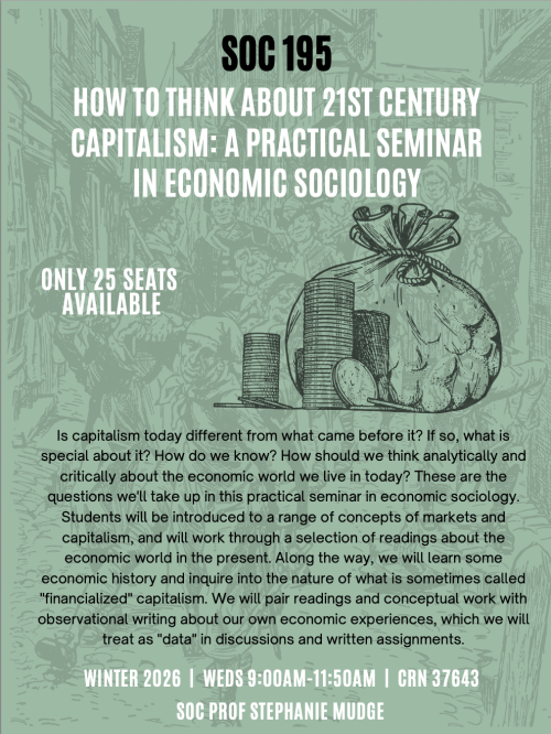 Flyer for 21st Century Capitalism Practical Seminar In Economic Sociology 
